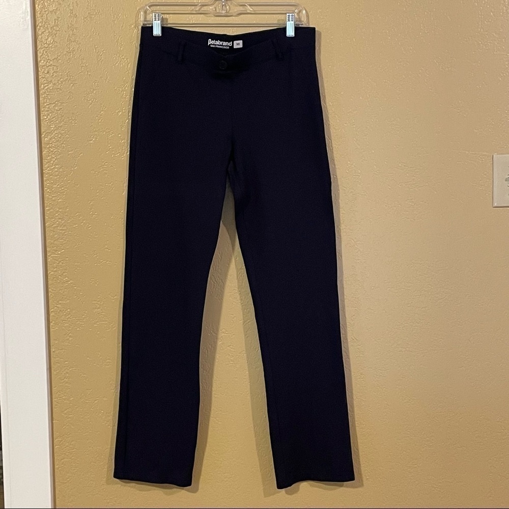 Betabrand MEDIUM Women's Dress Yoga Pants Navy Blue w0076 Straight Leg
